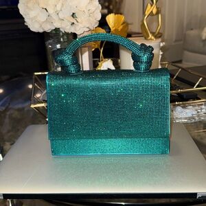 Zara Shimmering Teal Clutch